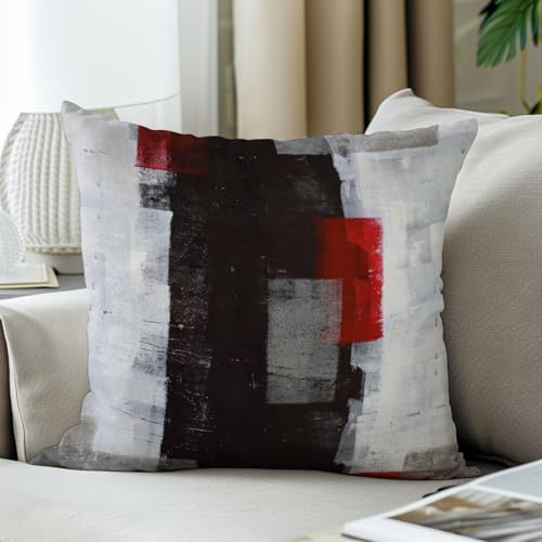 Throw Pillow Covers for Couch, 18x18 Inch, Set of 2, Grey Red - color: Red and Grey, size: 18" x 18" (Pack of 2)