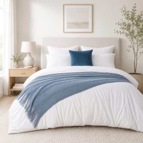 BATTILO HOME Light Blue Throw Blanket for Couch, 50"x60" - color: Dusty Blue, size: 50 x 60 in.
