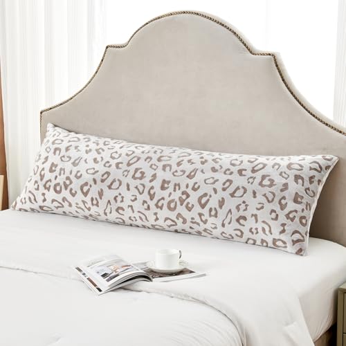 SOCHOW Body Pillow Cover 21x54 Inches, 1 Pack, Brown - color: Brown Leopard, size: 54" x 21" (Pack of 1)