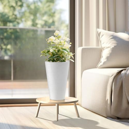Kante Set of 2 White Plastic Round Planters 15" Tall Home & Outdoor - color: White, size: 15" H
