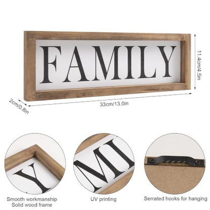 Wooden Family Sign Wall, Shelf, Mantel, Entryway Table Home Decor - color: white-family