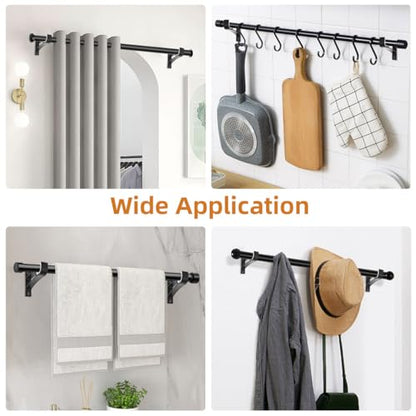 KOLAKO Curtain Rod Bracket, Curtain Rod Holder Hooks for 1 Inch Dia Rod - color: Black, size: Set of 4