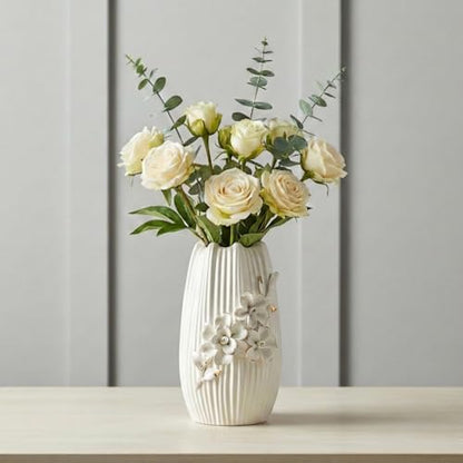 White Ceramic Vase,Modern Vase for Centerpieces,9 Inch - color: White, size: 9 inch