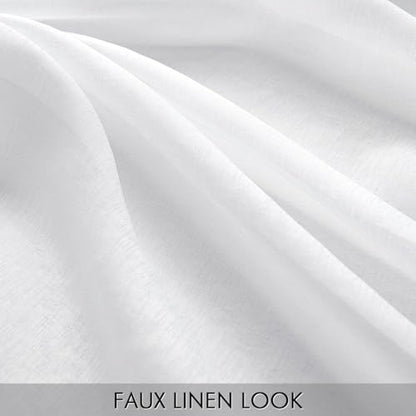 MIULEE Semi White Linen Textured Sheer Curtains 42W×90L Rod Pocket 2 Panels - color: White, size: 42"W x 90"L (Pack of 2)