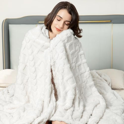 Aganear Fleece Throw Blanket for Couch Sofar 50"x60" White - color: White, size: Throw(50×60in)