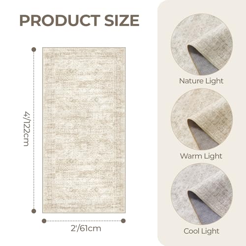 2x4 Rug Runners for Hallways Non Slip,Beige - color: Beige/Ivory, size: 2' x 4' (Runner)