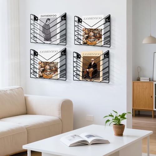 Wall Mounted Magazine Rack, Wall Mounted File Organizer - color: Black