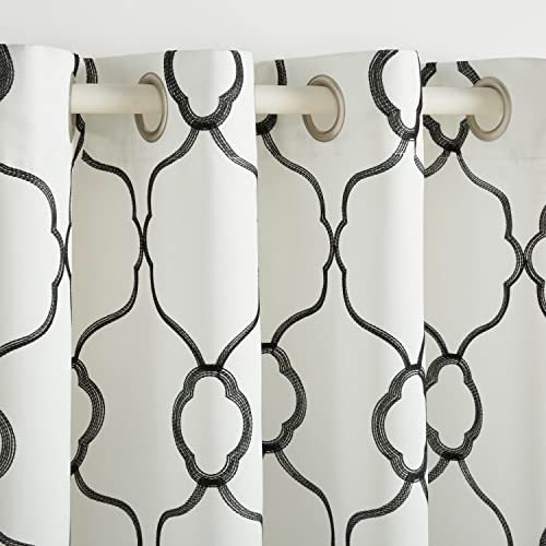 Exclusive Home Belmont Embroidered Room Darkening Blackout Grommet Top Curtain Panel Pair, 52"x96", Winter Black - color: Winter/Black, size: 52"W x 96"L (Pack of 2)