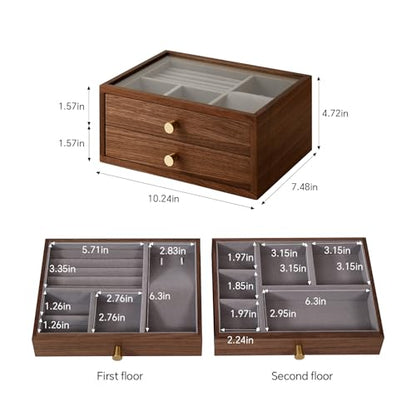 Black Walnut Jewelry Organizer, 2 Layer - size: 2 Layer
