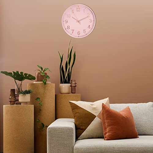 HZDHCLH 12 Inch Silent Wall Clock Battery Operated Non Ticking Pink - color: New-pink
