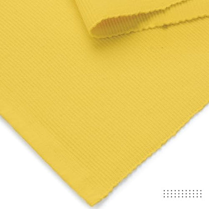 Encasa XO Table Runner, Yarn Dyed Ribbed Cotton 13"x72" - color: Yellow, size: 13x72 in