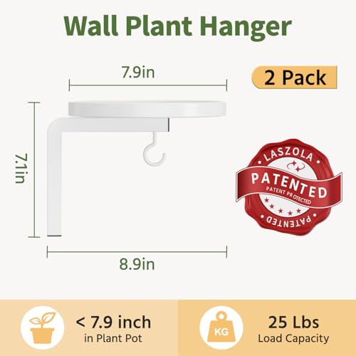 LASZOLA Plant Hanger Holder Window Shelf Wall Mounted Indoor, 2 Pcs White - color: White, size: 2