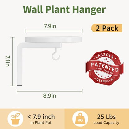LASZOLA Plant Hanger Holder Window Shelf Wall Mounted Indoor, 2 Pcs White - color: White, size: 2