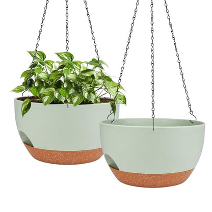 Self Watering Hanging Planters 2 Pcs,12Inch Hanging Basket for Plants,Green - color: Green, size: 12 Inch