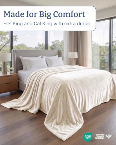 Fleece Blanket Giant Size 120" x 180" - Ultra-Soft Flannel Throw - Cream - color: 01 - Cream, size: Giant Blanket (180" x 120")