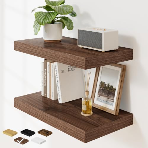 RICHFOCUS 24" Bathroom Floating Shelves for Wall 2Pack|Walnut - color: Walnut, size: 24"L x 11.6"D, Set of 2