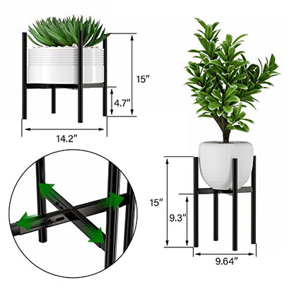 EKNITEY Adjustable Metal Plant Stand - Fits 8 to 12.5 inches Pots (Black) - color: Black