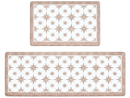 베이지 피로 방지 주방 매트 2개 세트, 43.9cm x 70.1cm(17.3x27.5인치)+43.9cm x - color: 스타 타일 뉴트럴