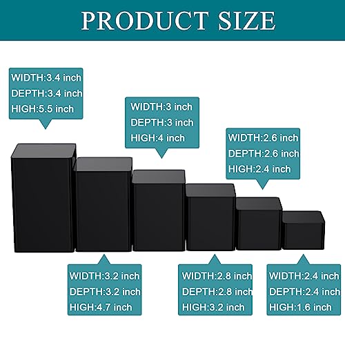 Thyle Square Acrylic Risers Display Stands, Black, 12 Pcs - color: Black