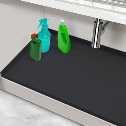 Under Sink Mats for Kitchen Waterproof 31" x 22", Black - color: Black, size: 31" x 22"