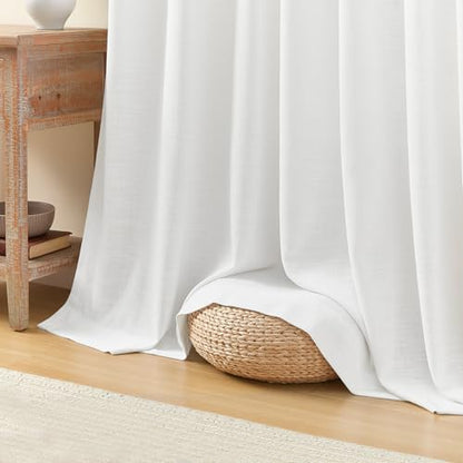 90 Inch Pinch Pleated Sheer Linen Blend White Curtains for Living Room - color: Snow White, size: 40"W x 90"L (Pack of 2)