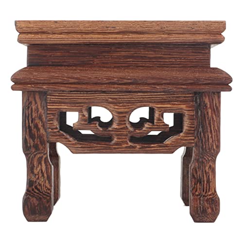 Yosoo Health Gear Wood Display Stand Base Small Tabletop Teapot Display Stand, Wood Carved Pedestal Oriental Home Decoration for Vase Flower Pots Teapot Fishbowl Table Lamp