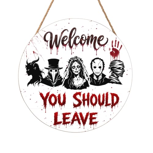 Halloween Killer Sign for Front Door Halloween Horror Welcome Sign 12x12 In - color: Halloween Killer