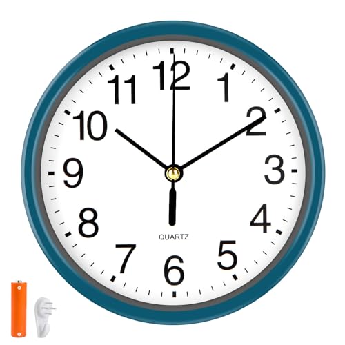 Silent Wall Clock Non Ticking, 6 Inch Wall Clocks Battery Operated, Small Analog Clock for Bedroom Home Office Kitchen Bathroom School, Easy to Read(Blue) - color: Blue