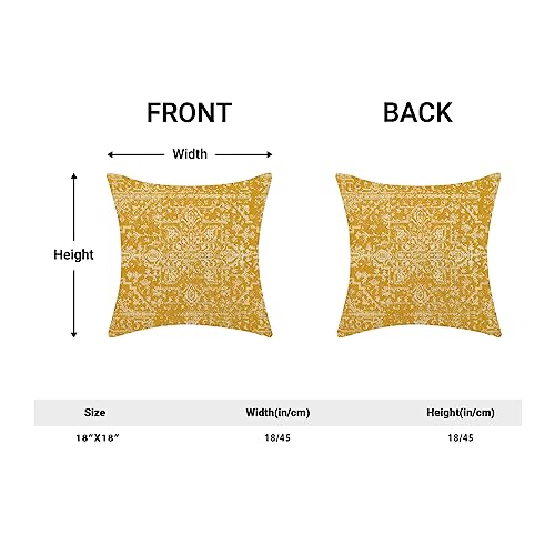 Yellow Carpet Pattern Boho Pillow Covers 18x18 Set of 2 - color: Boho-12, size: 18" x 18" (Pack of 2)
