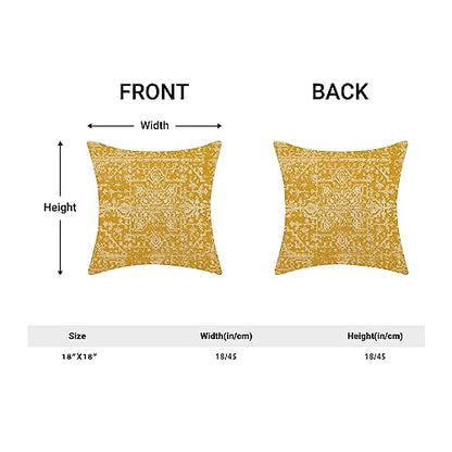 Yellow Carpet Pattern Boho Pillow Covers 18x18 Set of 2 - color: Boho-12, size: 18" x 18" (Pack of 2)