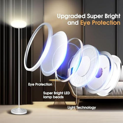 LED Torchiere Floor Lamp with Remote Control, Standing Lamp for Living Room - color: Matte White