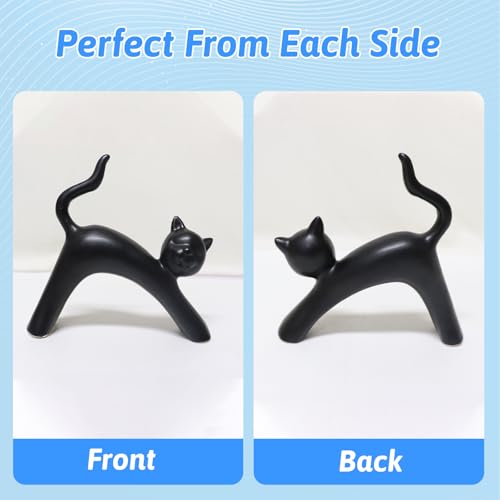 Zerzsy Ceramic Cat Statue, 2-Pack Black and White Kitten Figurine - color: Black White-cat