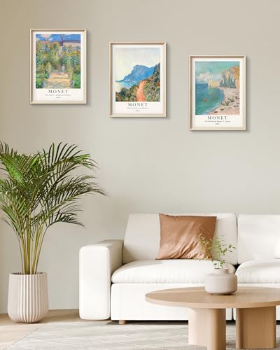 HesenDot Framed Wall Art, Claude Monet Landscape Canvas Prints Set - color: Framed Monet Impressionism, size: 16"L x 12"W