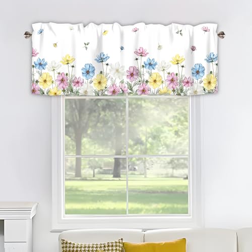 Floral Kitchen Valance Curtains Window Treatments 42x12 Inch - color: Lst-hh01442, size: 42"W x 12"L (Pack of 1)