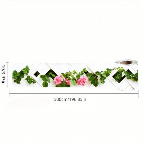 HOMETITUTE Peel and Stick Wallpaper Border 4x196in Rose Vine Pattern - color: Rose Vine