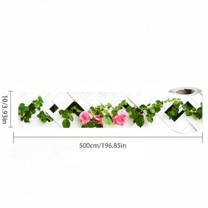 HOMETITUTE Peel and Stick Wallpaper Border 4x196in Rose Vine Pattern - color: Rose Vine