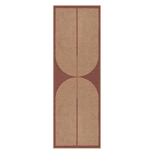 Lahome Modern Rainbow Easy Jute 2x6 Runner Rug, Red Kitchen Runner - color: Red Rainbow, size: 2' x 6' (Runner)