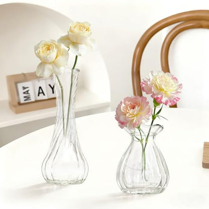 KJHL 4 Pcs Small Glass Bud Vases, Mini Flower Vases for Wedding Centerpiece - size: 4 Pcs