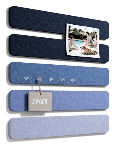 Fluxynara 13" x 2" Felt Wall Panels, Denim Mist - color: Denim Mist, size: 5-pack