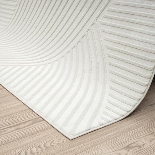 Abani Cream Area Rug for Living Room, Bedroom - Geometric Lines- 4 x 6 -Durable & Easy to Clean - color: Cream, size: 4' x 6' (Rectangular)