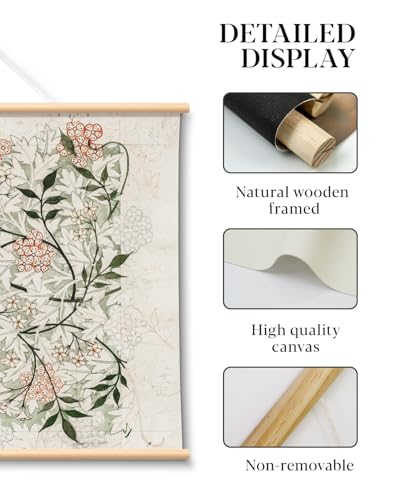 HUARCEY Extra Large Wall Art William Morris Botanical Canvas Prints 36x54In - color: Jasmine Pattern, size: 54"L x 36"W