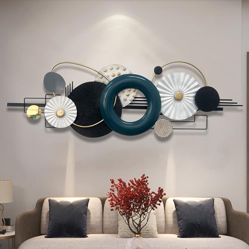 Metlzks Modern Abstract Metal Wall Art, Geometric Circles Design Wall Decor - color: Blue