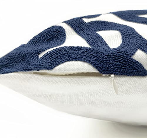 Alysheer Boho Embroidered Throw Pillow Cover 18"x18" Set of 2, Navy Blue - color: Navy, size: 18" x 18" (Pack of 2)