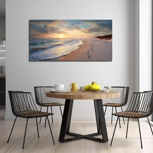Ouzzlie Ocean Wall Art Blue Picture Art for Living Room - color: Blue, size: 48"L x 24"W