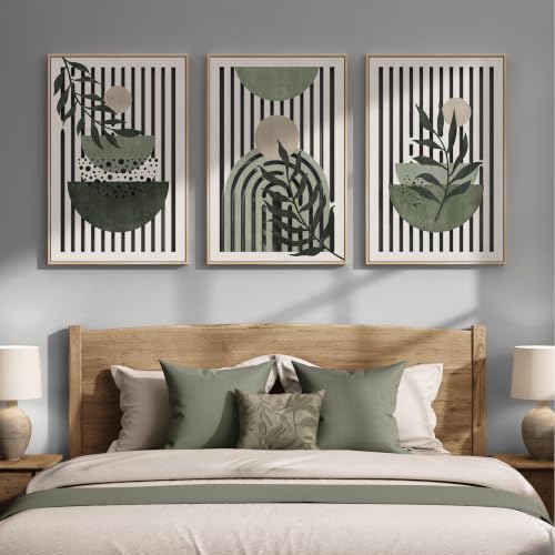 Large Framed Boho Cutout Carved Wood Wall Art for Living Room, 24x36 Inch - color: Saga Green