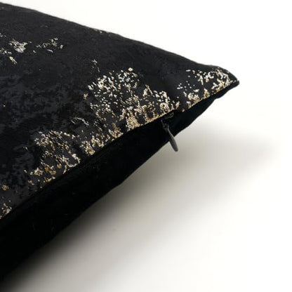 THE-TINOART Pack of 2 Modern Black and Gold Throw Pillow Covers 18x18, Textured Jacquard Woven with Metallic Threads, Luxury Pillow Covers for Couch Sofa Bed - color: Black Ember, size: 18" x 18" (Pack of 2)