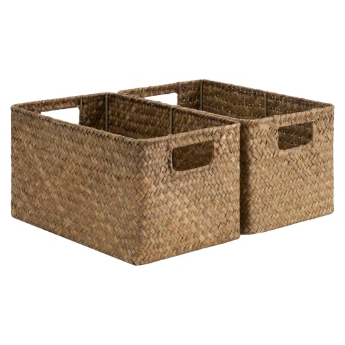 StorageWorks Wicker Baskets for Storage, Woven Baskets for Organizing - color: Brown (Seagrass), size: 2x 13"L x 8¼"W x 7"H