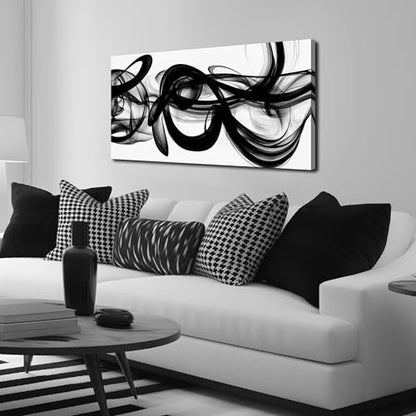 Black And White Abstract Canvas Wall Art For Bedroom Office Living Room - color: Black, size: 40"L x 20"W
