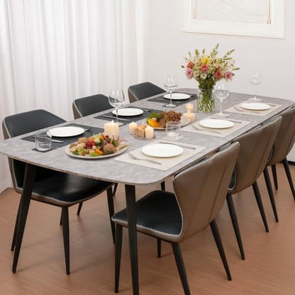 Vinyl Placemats Set of 6, Dual Sided Place Mats with Drink Coasters - color: White/Dark Gray Two-tone, size: Set of 6
