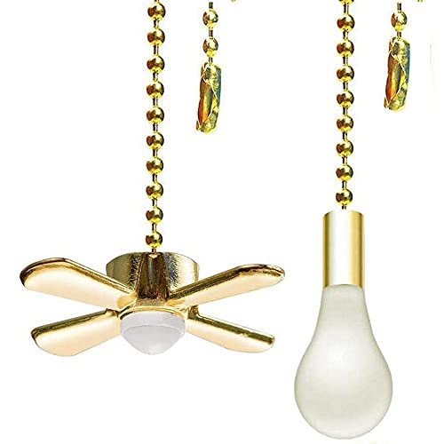 Ceiling Fan Pull Chain Ornaments Extension Chains with Decorative Light Bulb and Cord 13.6 Inches Fan Pull Chain Set For Ceiling Light Lamp Chain (Gold) - color: Pull Chain (Gold)